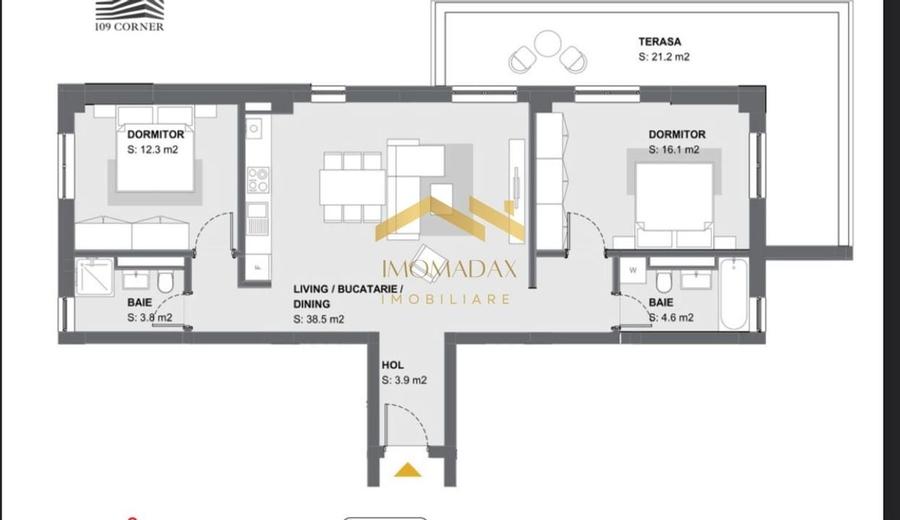 Aradului-3 camere-Terasa - 14