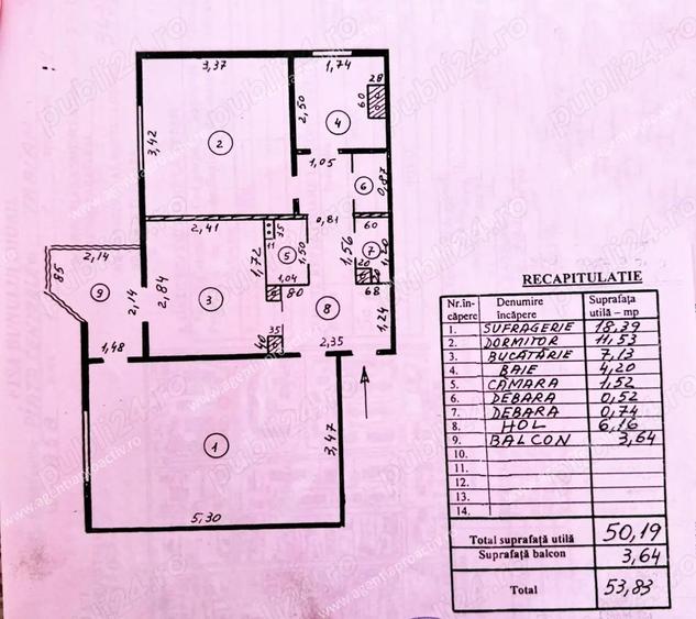 Apartament cu 2 camere decomandat, la etajul 1, in Piata Centrala. - 3