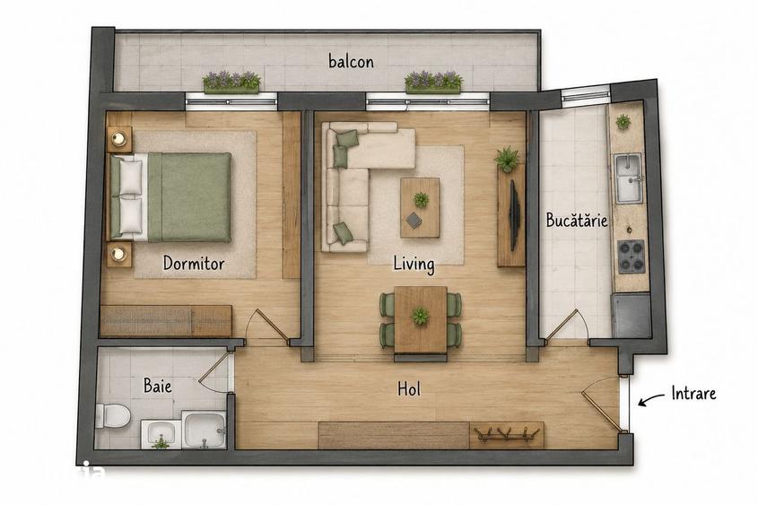Apartament 2 camere decomandate, 53 mp+balcon 9 mp.FSEGA - Iulius mall - 1