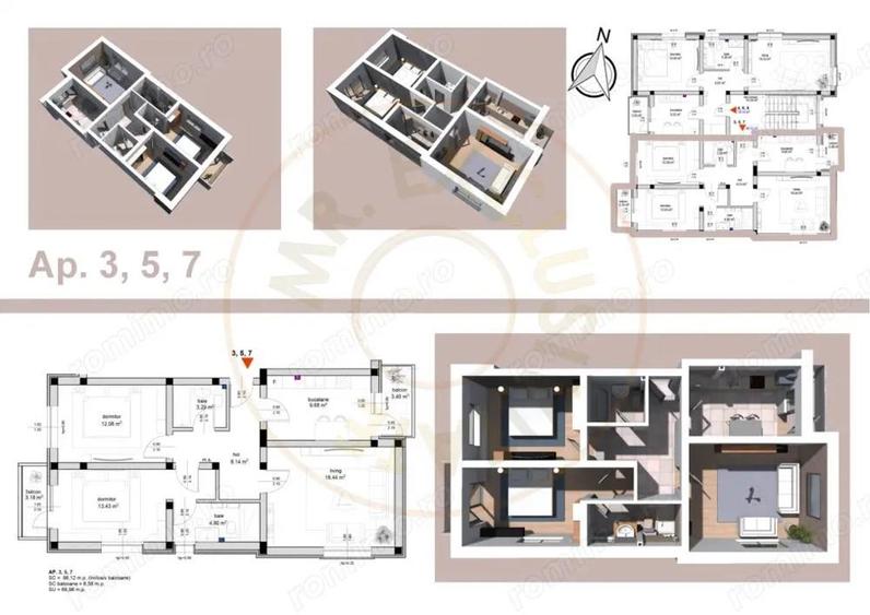Apartament cu 3 camere decomandat în Smeura