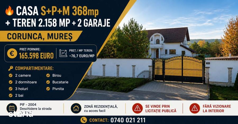Casa S+P+M - 368 mp + Teren 2.158 mp, Corunca - 2
