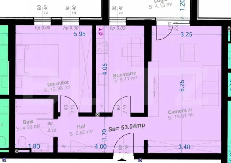 Apartament 2 Camere, 53mp | Zona Aradului | Etaj 1 - 1