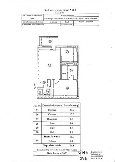 0% | Apartament 2 camere NOU, semidecomandat, 58 mp, 2 bai  | Atrium - Sisesti - 23