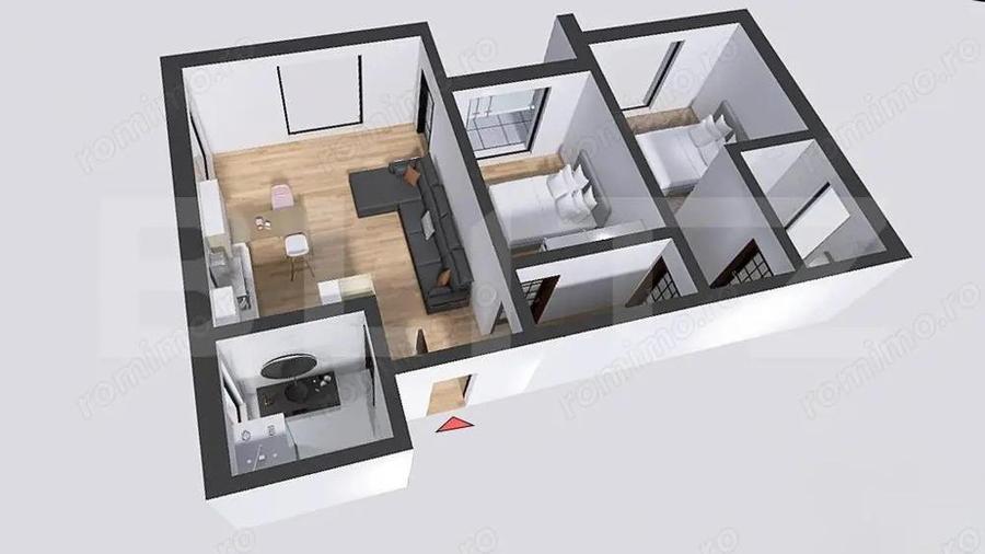 Apartament 3 camere, 71 mp, decomandat Zona 22 Decembrie 1989 - 1