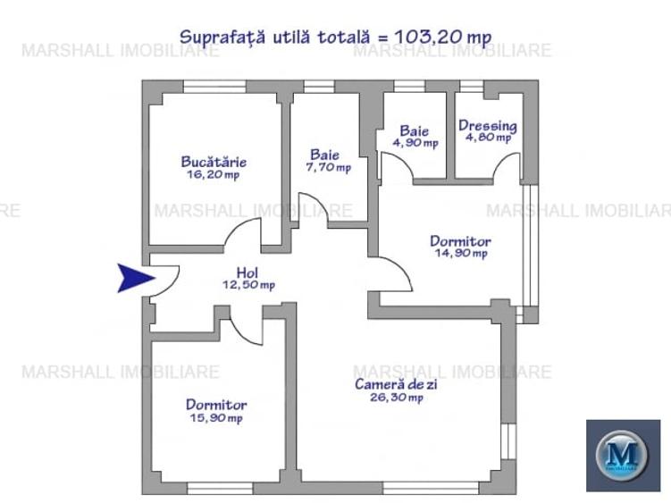 Apartament 3 camere de vanzare, zona Albert, 103.2 mp #15814 - 11