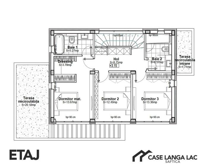 Casă individuală cu 4 camere cu Garaj în Balotești