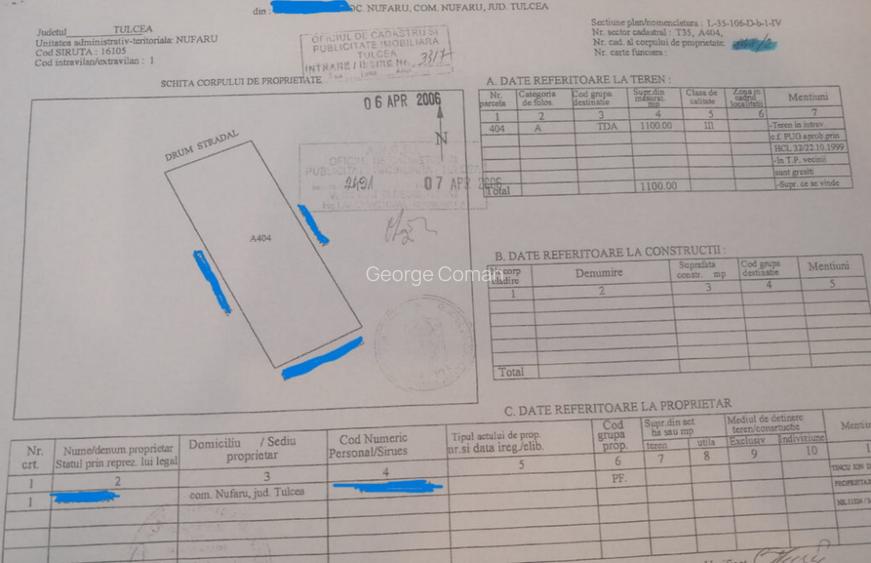 NUFARU- TEREN INTRAVILAN , 1100 MP