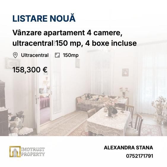 Vânzare apartament 4 camere, ultracentral 150 mp, 4 boxe incluse - 1