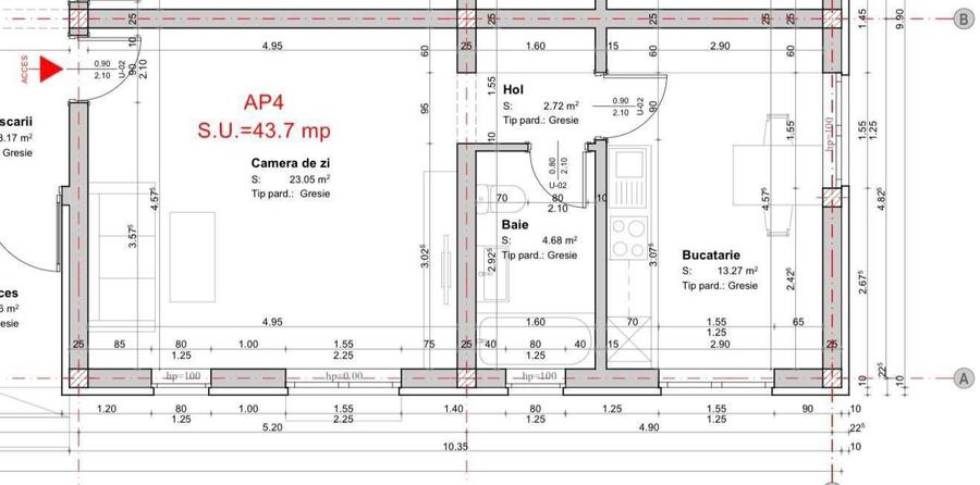Vand apartament 43,1 m2 in Braytim cu curte 24 m2 proprietate + loc p - 1