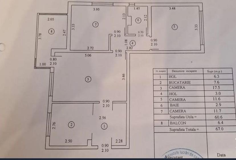 Apartament cu 3 camere semidecomandat, mobilat în Obor