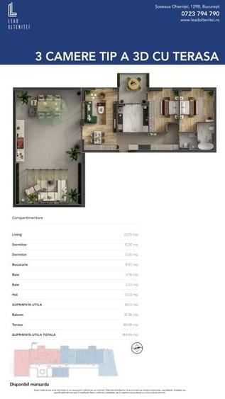 Lead Oltenitei - Apartament 3 camere de Tip A3E cu terasa - Finalizat - 8