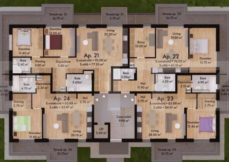 Apartament 3 camere 65,68 mp Green Residence - 13