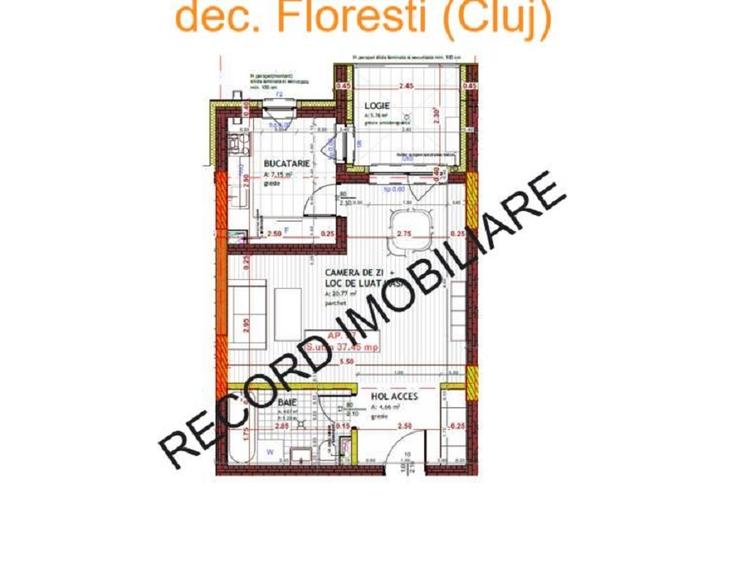 Apartament 1 camera 37 mp, logie 6 mp, lift Floresti - 1