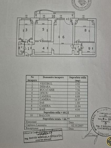 Apartament cu 3 camere 66,77 mp - zona 13 septembrie - 9
