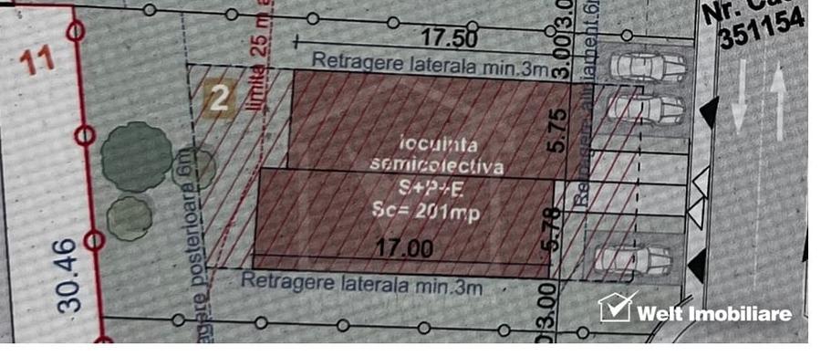 Teren 608mp, front 17,5m, constructie duplex , HCL aprobat - 3