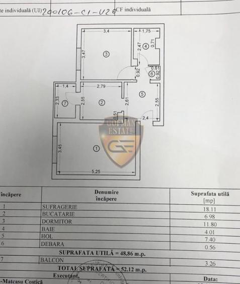 Apt 2 camere, DACIA, 52.12 mp parter, balcon, centrala gaze - 1