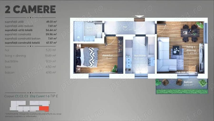 Cedez promisiune bilaterala Avangarde Residence | Apartament 2 camere, 56 mp, etaj 5 - 4