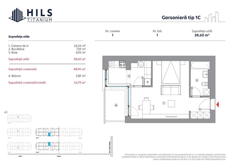 Garsoniera spatioasa  HILS Titanium FAZA 2 | Tip 1C | - 2