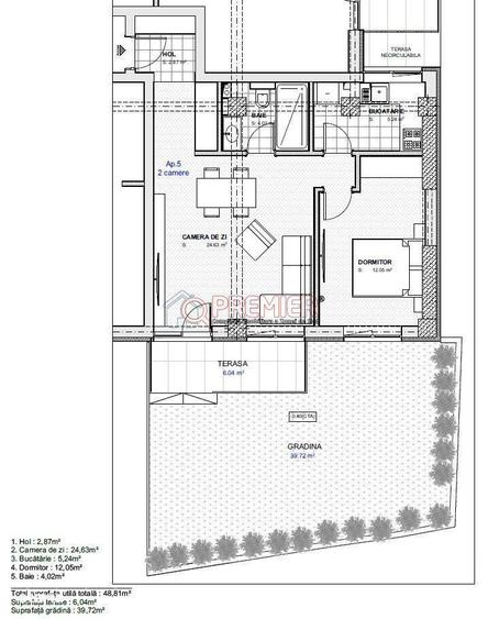Parcul Carol - Tineretului - 2 camere si 40mp curte - 8