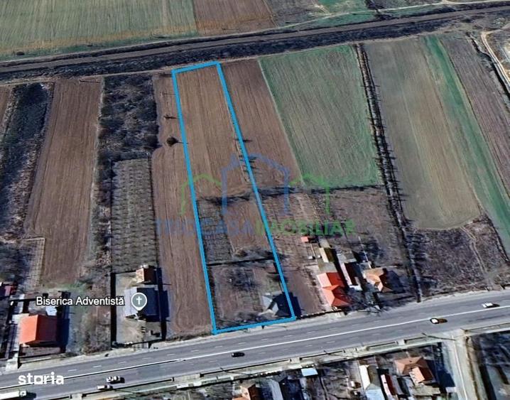 Casa Bradesti , teren intravilan 7952 mp , deschidere 33 m la DE 70 - 16