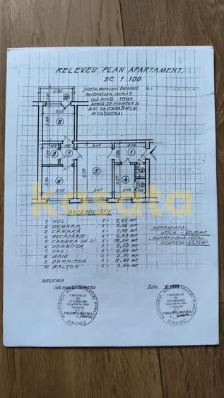 Apartament cu 3 camere decomandat în 1 Decembrie 1918