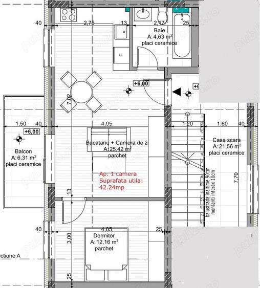 Apartament cu 2 camere semidecomandat în Vest