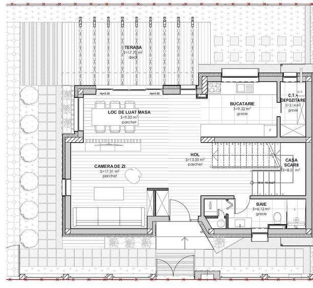 Duplex cu 4 camere cu Canalizare în Florești
