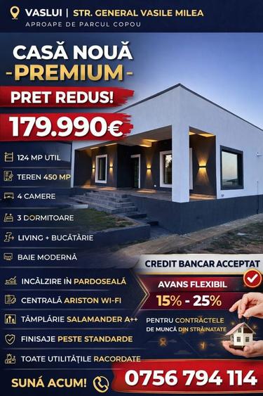!!PRET REDUS!!CASA NOUA VASLUI 4 camere | 124 mp utili | 450 mp teren - 5