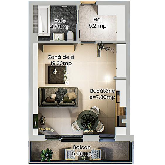 Apartament 1 camera - spatios intr-un complex rezidential nou din Podu Ros - 15