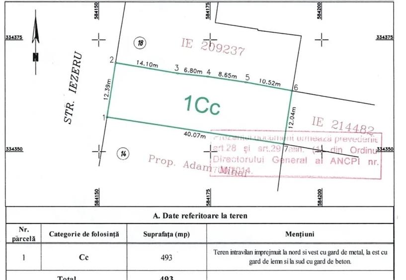 Teren Construcții intravilan de 493 mp, în Sisești