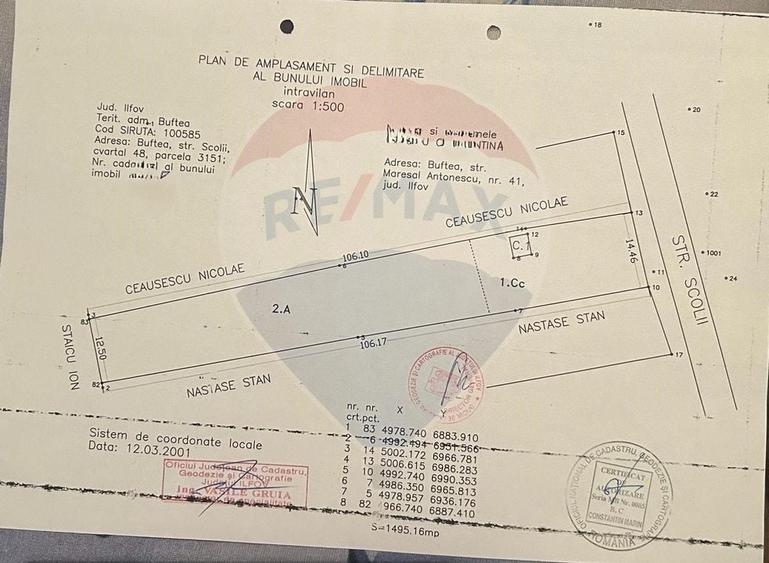 Teren Construcții intravilan de 1496 mp, în Central