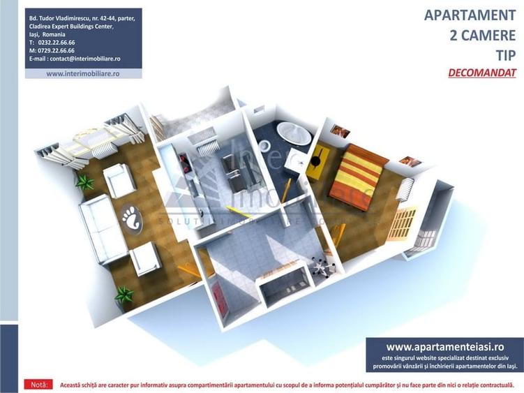 Apartament cu 2 camere decomandat în Nicolina