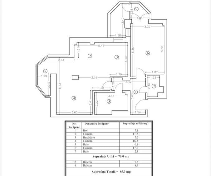 Apartament cu 3 camere decomandat în Faleza Nord