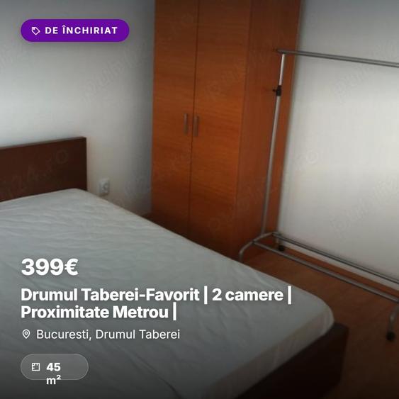 Apartament cu 2 camere decomandat, mobilat în Drumul Taberei