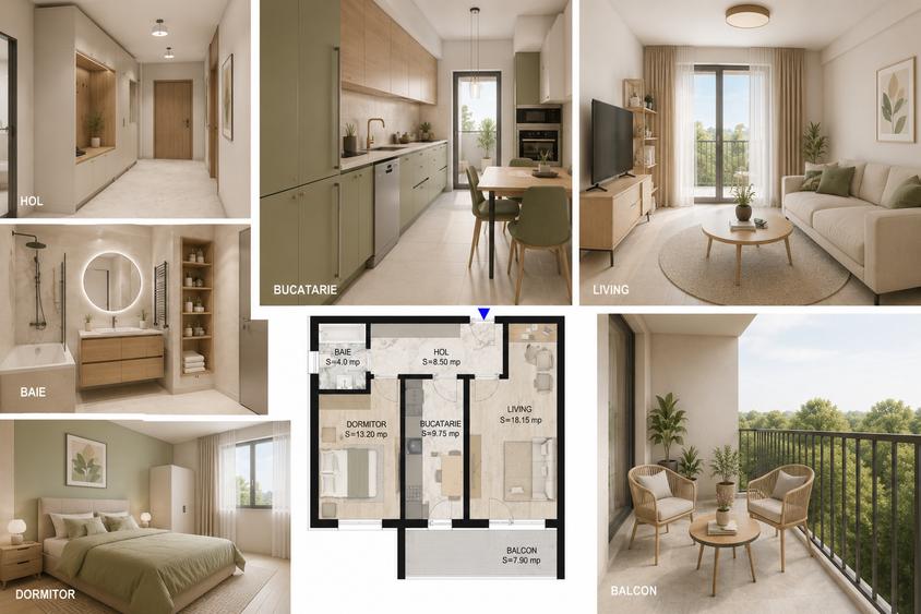 Apartament cu 2 camere decomandat în 1 Decembrie 1918
