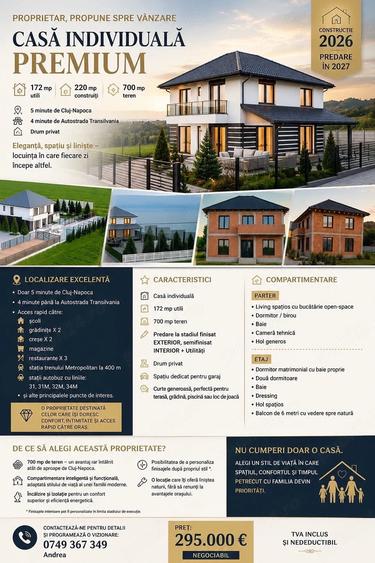 Casă cu Teren 700 Mp în Baciu