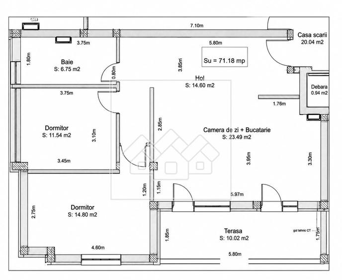 Apartament cu 3 camere în Terezian
