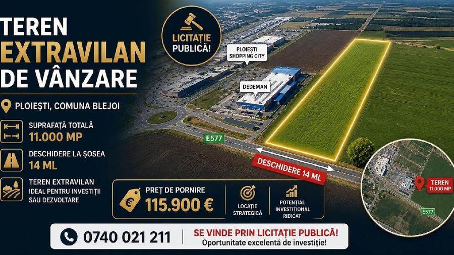 Teren agricol extravilan de 11000 mp, în Blejoi