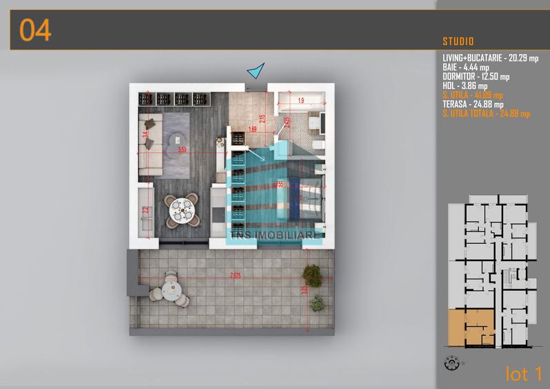 Apartament cu 2 camere în Titan
