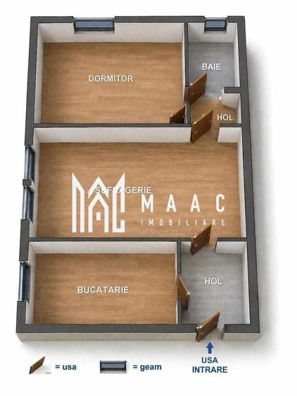 Apartament cu 2 camere semidecomandat în Central