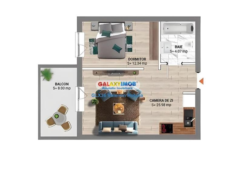 Apartament cu 2 camere, mobilat în Băneasa