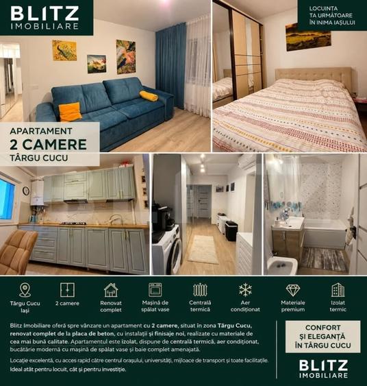 Apartament cu 2 camere decomandat, mobilat în Târgu Cucu