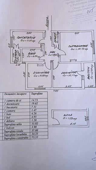 Apartament cu 3 camere decomandat în Central