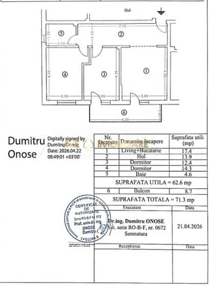 Apartament cu 3 camere decomandat în Dobroești