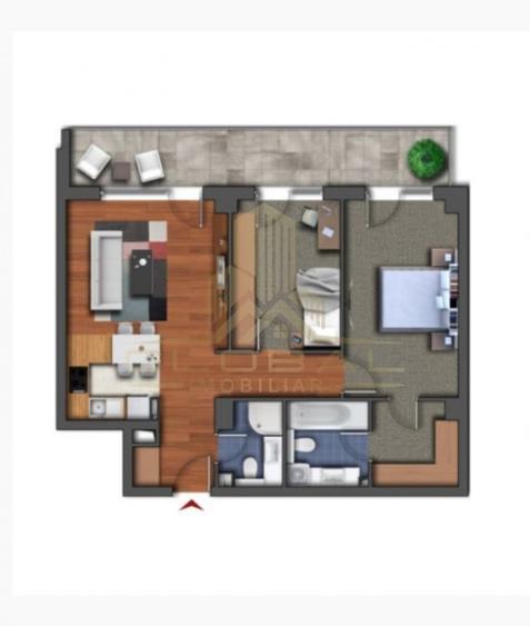 Apartament cu 3 camere semidecomandat în Bună Ziua