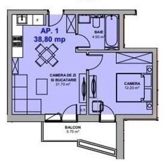 Apartament cu 3 camere în Central