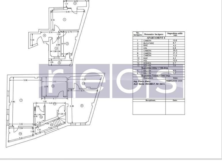 Apartament cu 4 camere în Jiului