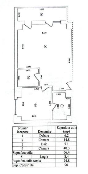 Apartament cu 2 camere, mobilat în Gară