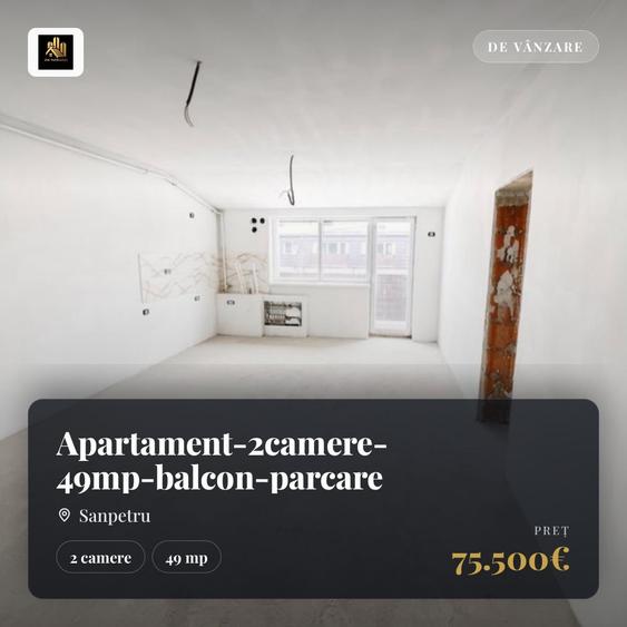 Apartament cu 2 camere semidecomandat în Sânpetru