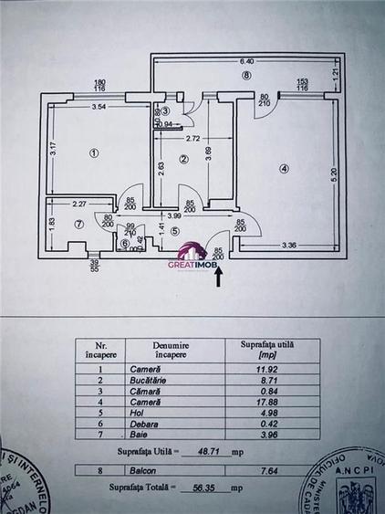 Apartament cu 2 camere decomandat, mobilat în Republicii
